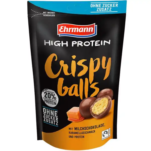 Bild 1 von Ehrmann High Protein Crispy Balls mit Milchschoko & Karamell