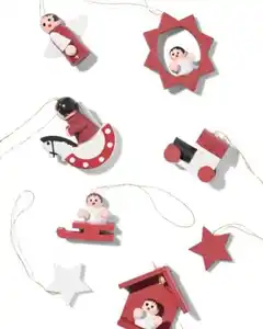 20er-Pack Baumschmuck, Holz, rot