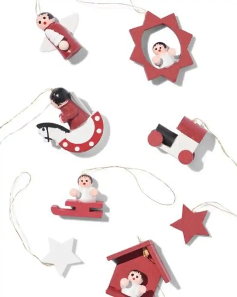 Bild 1 von 20er-Pack Baumschmuck, Holz, rot