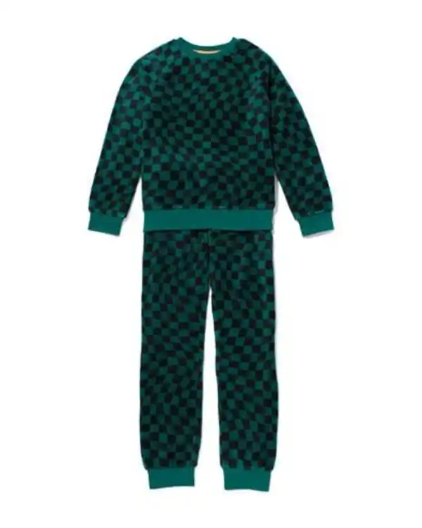 Bild 1 von Kinderpyjama Fleece mit Karos grün