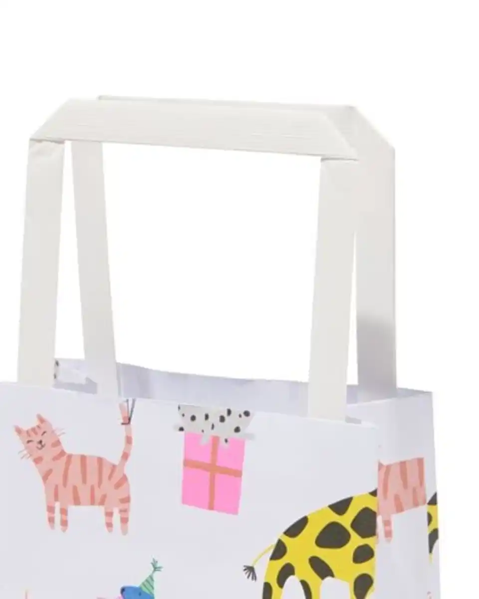 Bild 3 von 6er-Pack Geschenktaschen, Papier, 13 x 13 x 7 cm, Partytiere