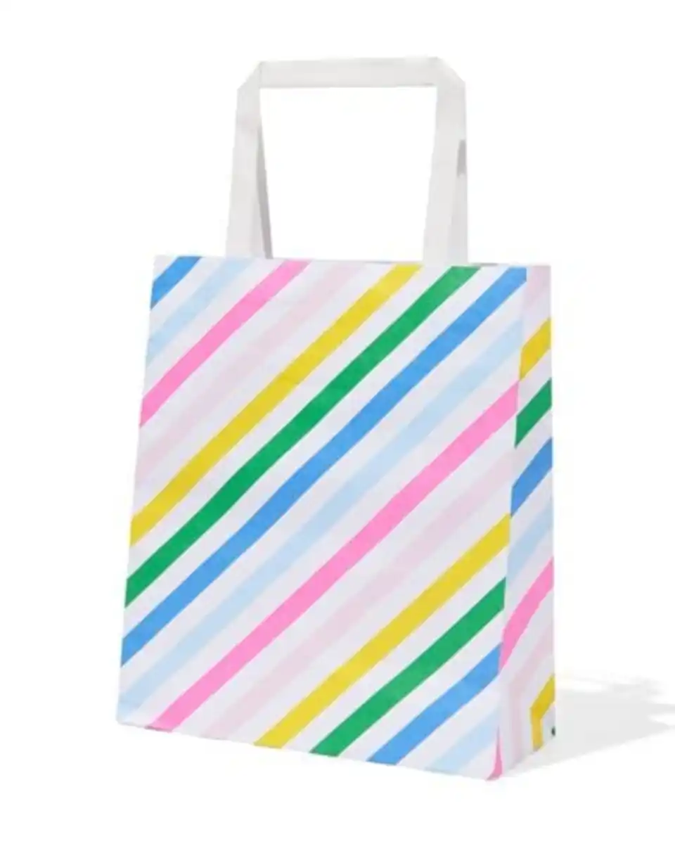 Bild 1 von 6er-Pack Geschenktaschen, Papier, 21 x 18 x 8 cm, Streifen