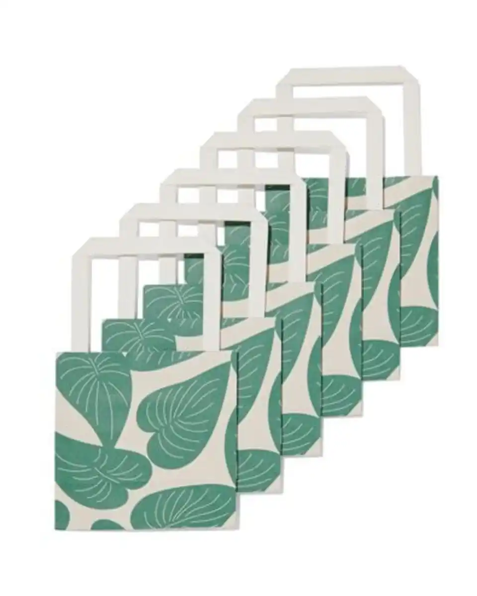 Bild 2 von 6er-Pack Geschenktaschen, Papier, 13 x 13 x 7 cm, Blätter