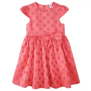 Festliches Mädchen Kleid mit Punkte-Allover PINK