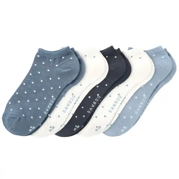 Bild 1 von 5 Paar Damen Socken mit Viskose HELLBLAU / WEISS / DUNKELBLAU