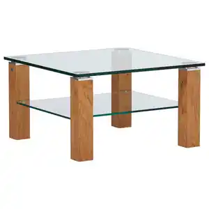 Xxxl Couchtisch, Eiche, Holz, Glas, Wildeiche, furniert, quadratisch, eckig, 75x43x75 cm, Wohnzimmer, Wohnzimmertische, Couchtische, Glas-Couchtische