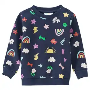 Baby Sweatshirt mit bunten Motiven allover DUNKELBLAU