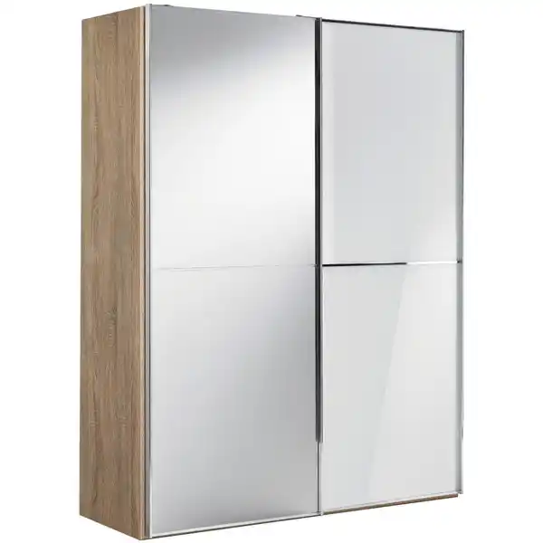 Bild 1 von Moderano Schwebetürenschrank Sinfonie Plus, Weiß, Sonoma Eiche, Metall, 4 Fächer, 167x222x68 cm, Lga, Goldenes M, BQ - Bündnis für Qualität, Made in Germany, Typenauswahl, Beimöbel erhältlich