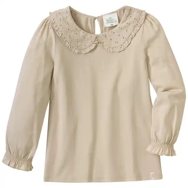 Bild 1 von Mädchen Langarmshirt mit Bübchenkragen BEIGE