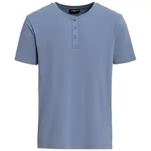 Herren T-Shirt mit Serafino-Ausschnitt BLAU