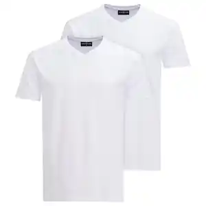 2 Herren T-Shirts mit V-Ausschnitt WEISS