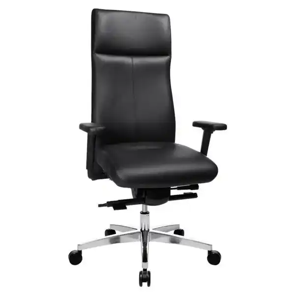 Bild 1 von Topstar Chefsessel, Schwarz, Metall, Kunststoff, Leder, Kombination Echtleder/Lederlook, Rindleder, Drehkreuz, 80x115-124x80 cm, Lga, Made in Germany, Arbeitszimmer, Bürostühle, Drehstühle