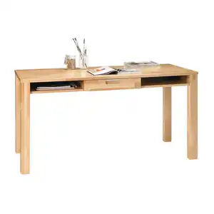 Linea Natura Schreibtisch, Kernbuche, Metall, Kernbuche, massiv, 1 Schubladen, rechteckig, eckig, 70x76x150 cm, Stauraum, Arbeitszimmer, Schreibtische, Bürotische