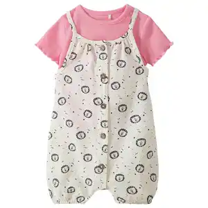 Newborn Overall und T-Shirt im Set HELLBEIGE / ROSA