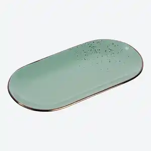 Servierplatte mit Metallrand, ca. 25x13x2,5cm, Green