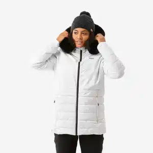 Skijacke Damen warm mittlere Länge - 100 weiß