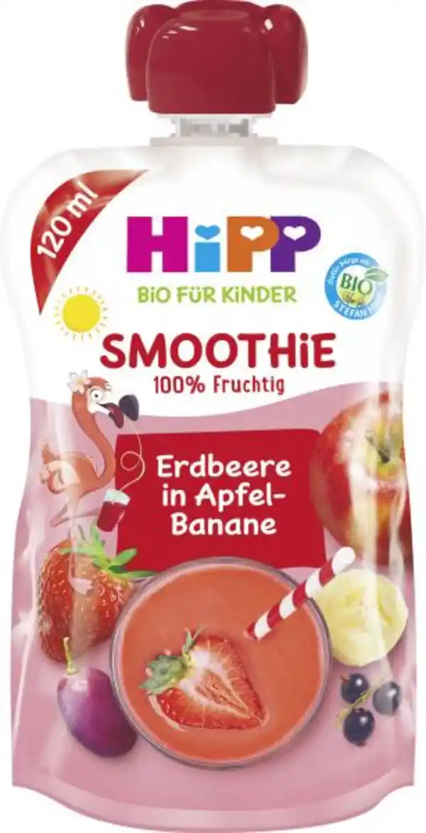 Bild 1 von Hipp Bio Smoothie Quetschbeutel Erdbeer in Apfel-Banane