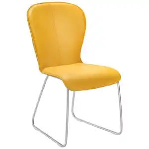 Bert Plantagie Stuhl, Gelb, Edelstahl, Metall, Leder, Echtleder, Color-Finish-Leder, Uni, Kufe, 48x91x61 cm, Lederauswahl, Stoffauswahl, Esszimmer, Stühle, Esszimmerstühle, Lederstühle