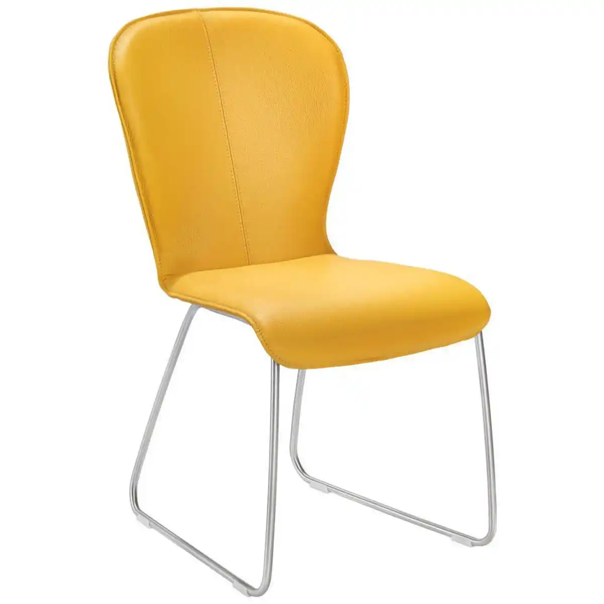 Bild 1 von Bert Plantagie Stuhl, Gelb, Edelstahl, Metall, Leder, Echtleder, Color-Finish-Leder, Uni, Kufe, 48x91x61 cm, Lederauswahl, Stoffauswahl, Esszimmer, Stühle, Esszimmerstühle, Lederstühle