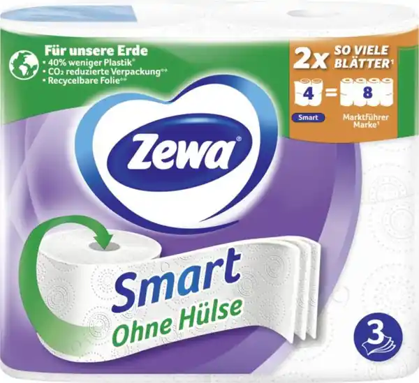 Bild 1 von Zewa Smart ohne Hülse Toilettenpapier 3-lagig