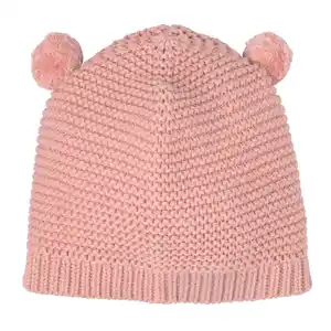 Baby Strickmütze mit Bommeln ROSA