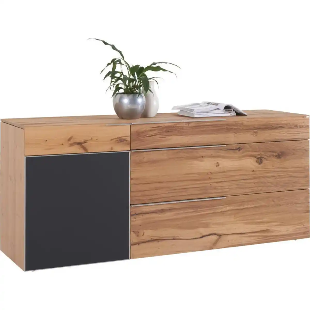 Bild 1 von Voglauer Sideboard, Anthrazit, Eiche, Metall, Altholz, Eiche, furniert, mehrschichtige Massivholzplatte (Tischlerplatte), 3 Schubladen, 192x82x51.6 cm, Goldenes M, Made in Austria, Typenauswahl, Beim