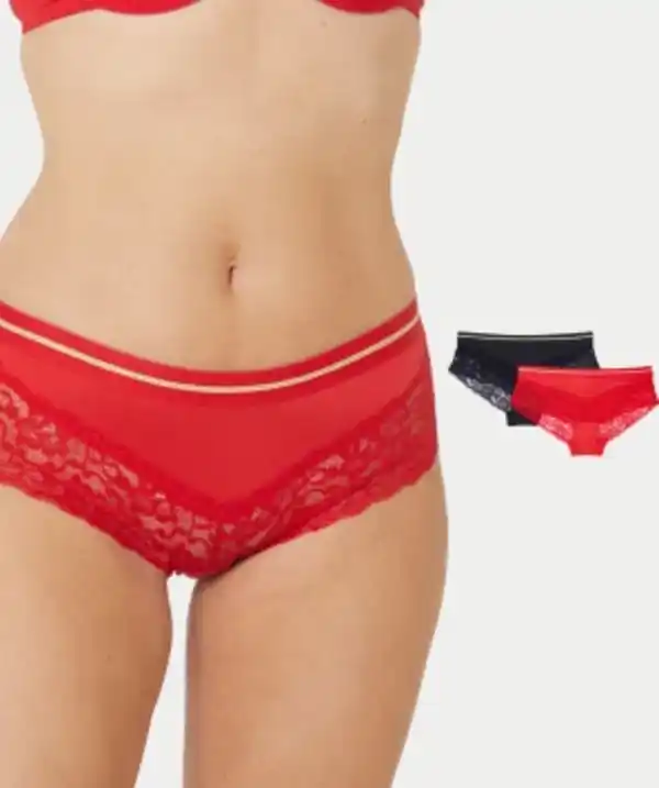 Bild 1 von Pantys mit Kontraststreifen 2er-Pack, Janina, elastischer Bund, schwarz/rot