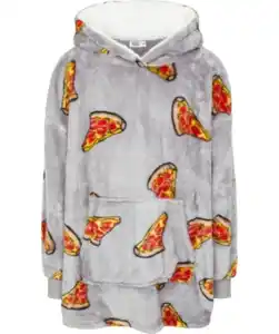 Fleecepullover Pizza X-Mail, Oversize, grau bedruckt