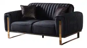 Einzelsofa 2-Sitzer schwarz - gold 170 cm - SINGAPUR