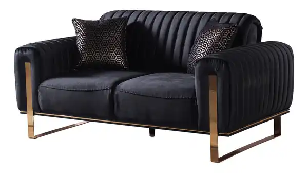 Bild 1 von Einzelsofa 2-Sitzer schwarz - gold 170 cm - SINGAPUR