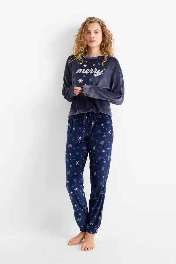 Bild 1 von C&A Weihnachts-Winterpyjama, Blau, Größe: XS