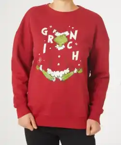 Grinch Sweatpullover Weihnachten Rundhalsausschnitt, rot