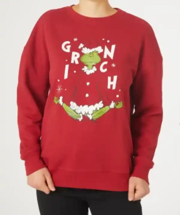 Bild 1 von Grinch Sweatpullover Weihnachten Rundhalsausschnitt, rot