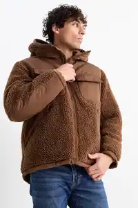 C&A Teddyjacke mit Kapuze, Braun, Größe: M