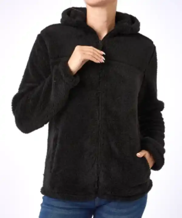 Bild 1 von Flauschige Fleecejacke Janina, Seitentaschen, schwarz