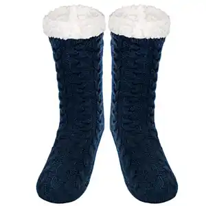 SIMIYA Herren Kuschelsocken, rutschfest Wintersocken Stoppersocken, anti Rutsch warme Hüttensocken Haussocken, 1 Paar