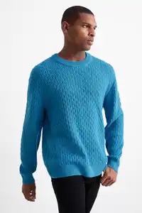 C&A Pullover-strukturiert, Blau, Größe: S