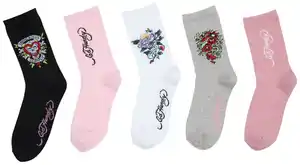 ED HARDY Damen-Socken, 5 Paar