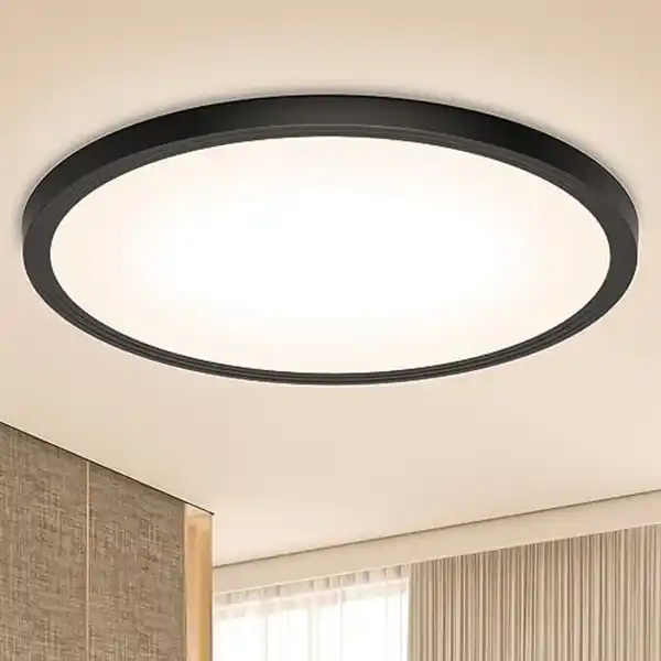 Bild 1 von Deckenlampe LED Deckenleuchte Flach Rund - 18W 6500K 1600LM IP44 Modern, Kaltweiß Ultra Dünn Led Deckenlampe Schwarz Lampe Decke für Wohnzimmer Kinderzimmer Schlafzimmer Keller Flur Küchen Bad Ø