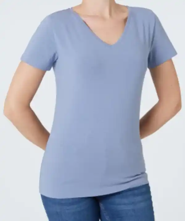 Bild 1 von Blaues T-Shirt Janina, V-Ausschnitt, blau