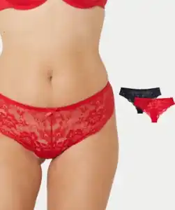 Pantys aus Spitze 2er-Pack, Janina, rot/schwarz