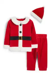 C&A Weihnachtsmann-Baby-Weihnachts-Outfit-3 teilig, Rot, Größe: 62