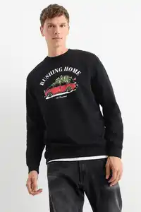 C&A Weihnachts-Sweatshirt-Auto und Tannenbaum, Schwarz, Größe: S