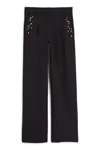 C&A Jersey-Hose mit Strasssteinen-High Waist-Straight Fit, Schwarz, Größe: 34