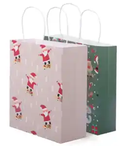 Geschenktüten Weihnachten 4er-Pack, verschiedene Designs, grün