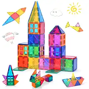 Magnetische Bausteine 100Pcs für Kinder ab 3+ Jahre Starke Magnet Montessori Spielzeug Kinder STEM-Lernspielzeug-Geschenk zur Förderung der Kreativität für Jungen Mädchen (100 pcs)