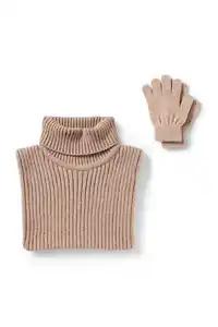 C&A Set-Rollkragen-Einsatz und Handschuhe-2 teilig, Beige, Größe: 98-104