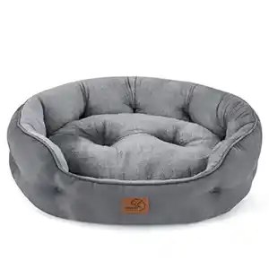 BEDSURE Katzenbett waschbar Katzen Bettchen - 51x48x15cm/63x53x20cm Katzen Bett mit zweiseitig Innenkissen Katzenschlafplatz für Katzen oder kleine Hunde, grau/Kamel/blau/rosa/schwarz/Navyblau