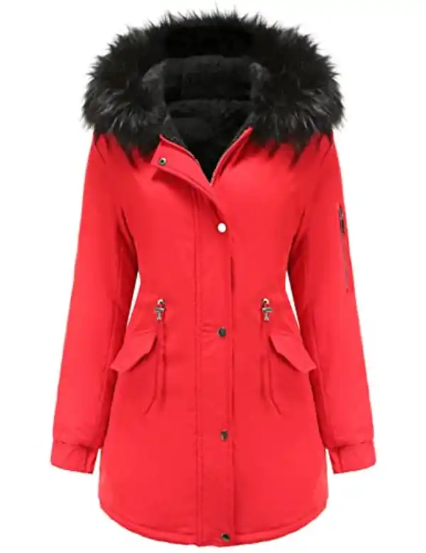 Bild 1 von Tuopuda Jacke Damen Wintermantel mit Kapuze Reißverschluss Parka Mantel Langarm Hooded Jacket Schwarz Kapuzenjacke Hoodie Sweatshirt Winterparka Frühling Geschenk für Frauen