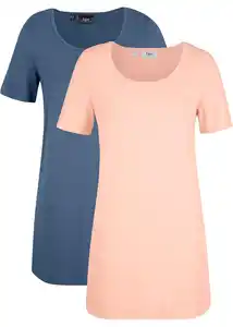 Basic Long-T-Shirt 2er-Pack, Kurzarm, 56/58, Blau